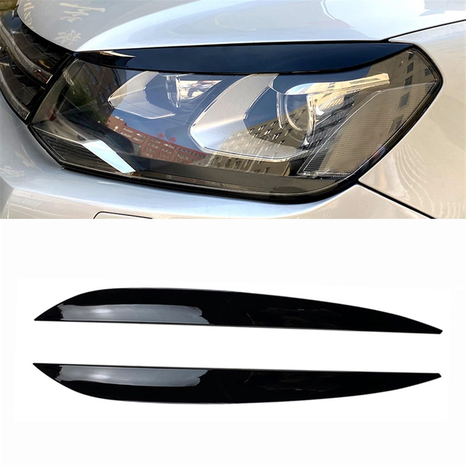 Naklejki na powieki samochodowe, ABS, włókno węglowe, reflektory, brwi, osłony, naklejki wykończeniowe, pasujące do Volkswagena, VW, Touarega 2010-2018(Gloss Black)
