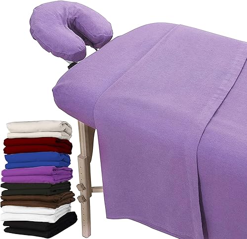 London Linens Juego de sábanas extra gruesas de 3 piezas para mesa de masaje, franela de algodón 100 % natural, incluye funda para mesa de masaje,