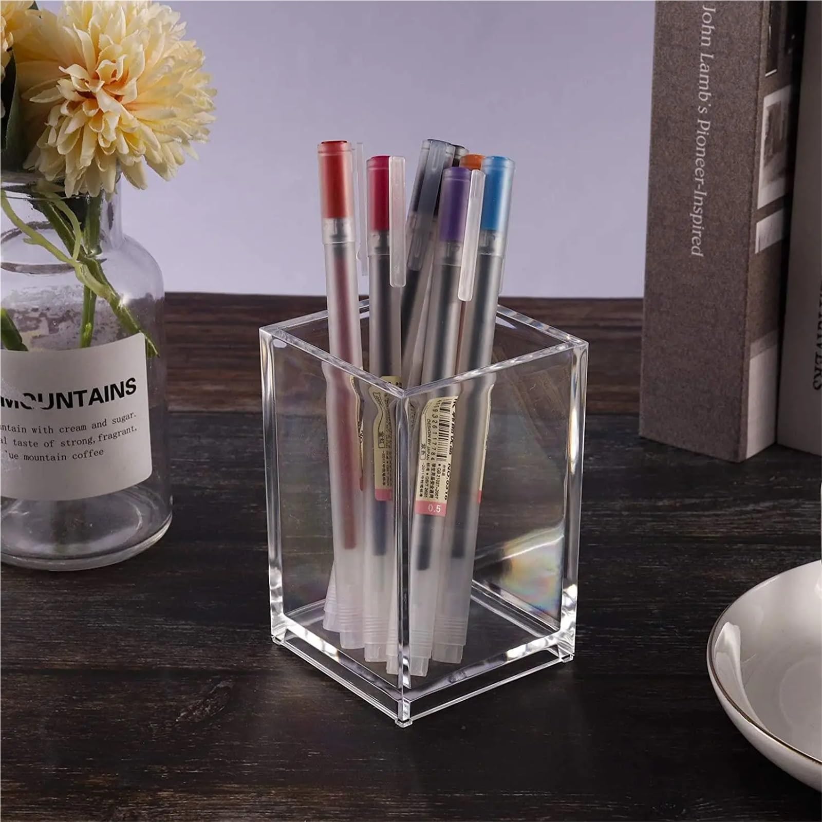 Stiftehalter 1/2/4/10 PCS Pen Holder For Desk Pencil Clear Makeup Brush Stationery Organizer Schreibtisch Organizer Stifte(4 PCS)