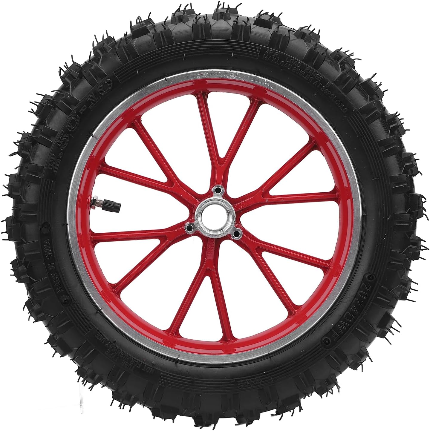 Generic 2.5-10 Wheel Hub Tire, Rubber Wear Metal Structure, Front Wheel, Fitment for Small Off Road Motorcycles, Specifically Designed (Red)