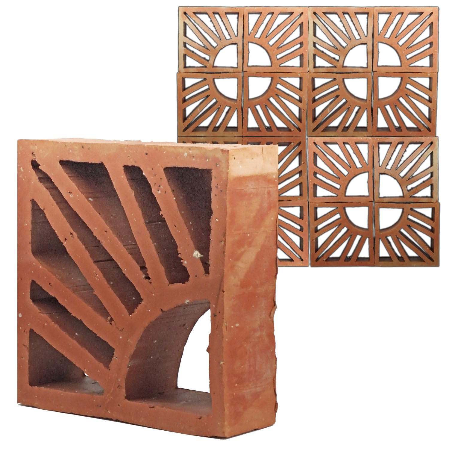 Terracotta Breezeblocks - Mattone modellato con ornamento (mattoni, sole, 50, BE-)