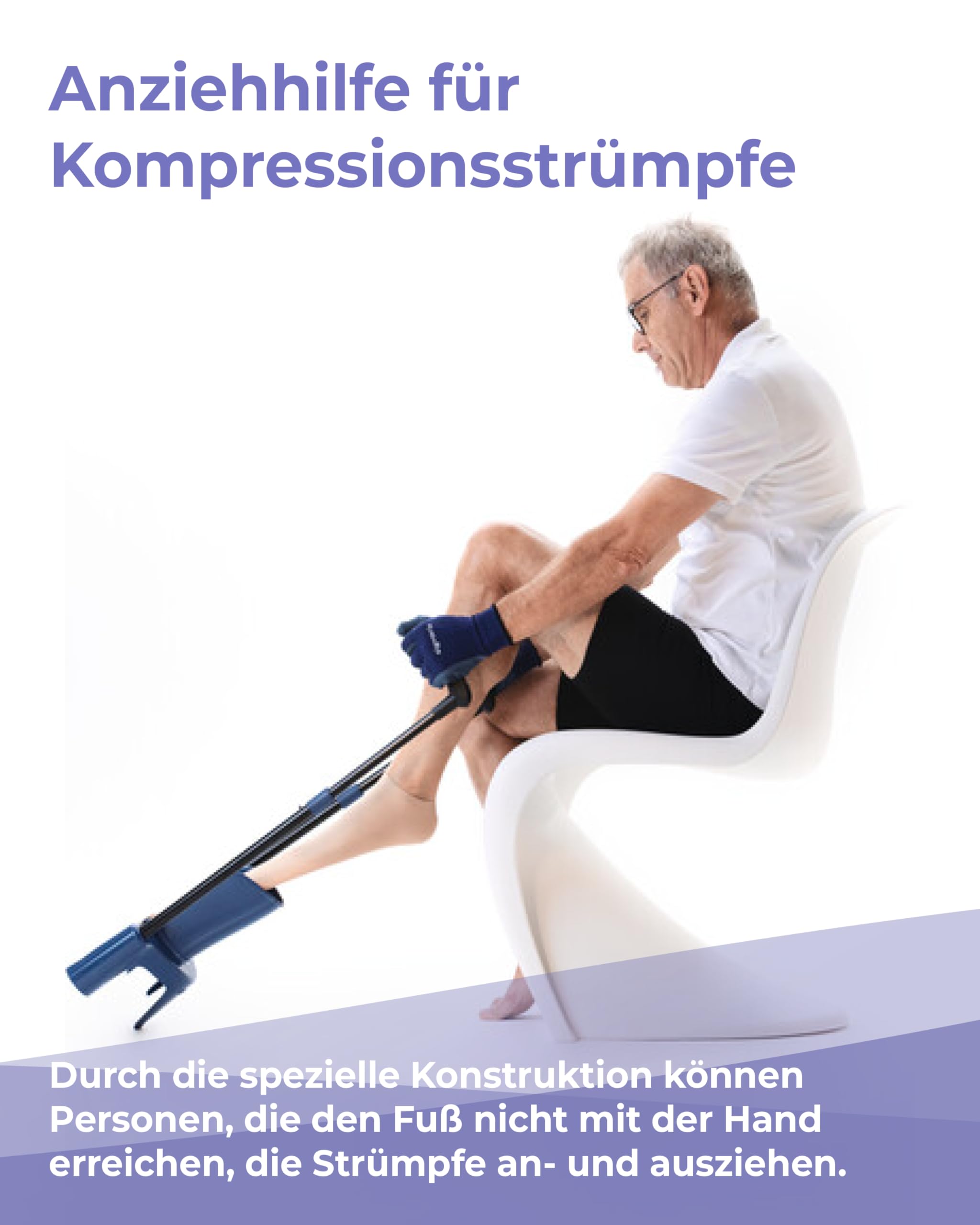 SIGVARIS MELANY Anziehhilfe für Kompressionsstrümpfe – An- und Ausziehhilfe bei eingeschränkter Beweglichkeit – geeignet für Wadenstrumpf & Schenkelstrumpf, offene & geschlossene Fußspitze