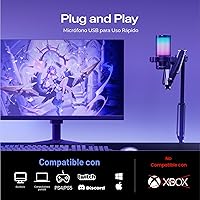 Vista 7 de MAONO Micrófono USB para juegos, Micrófono condensador con cancelación de ruido con silencio, ganancia, monitoreo, micrófono de brazo de boom