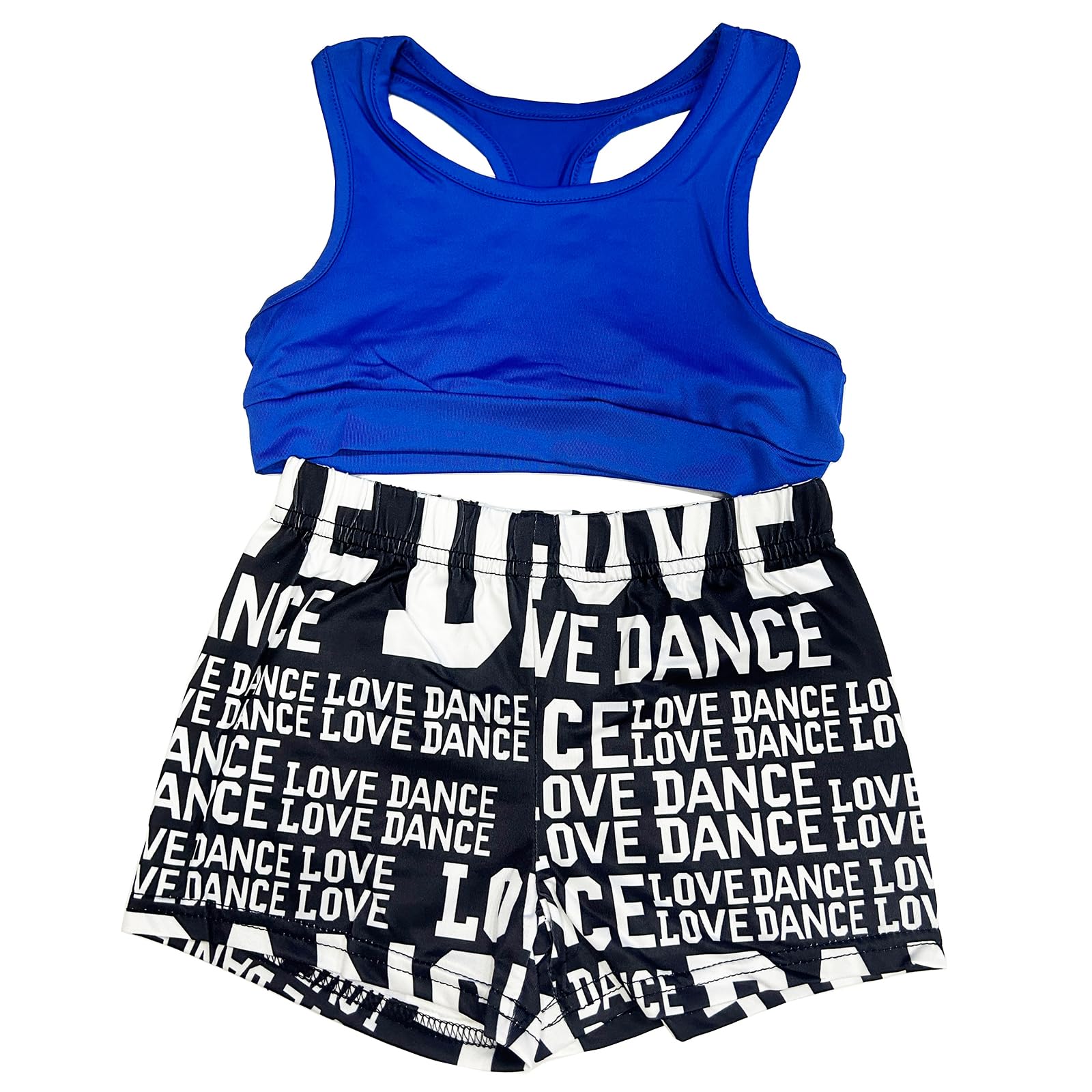 TACKTIMES 2Pcs Girls Sleeveless Crop Top with Shorts Outfit Set for Athletic Leotard Dancing Swimming Gymnastics Dancewear