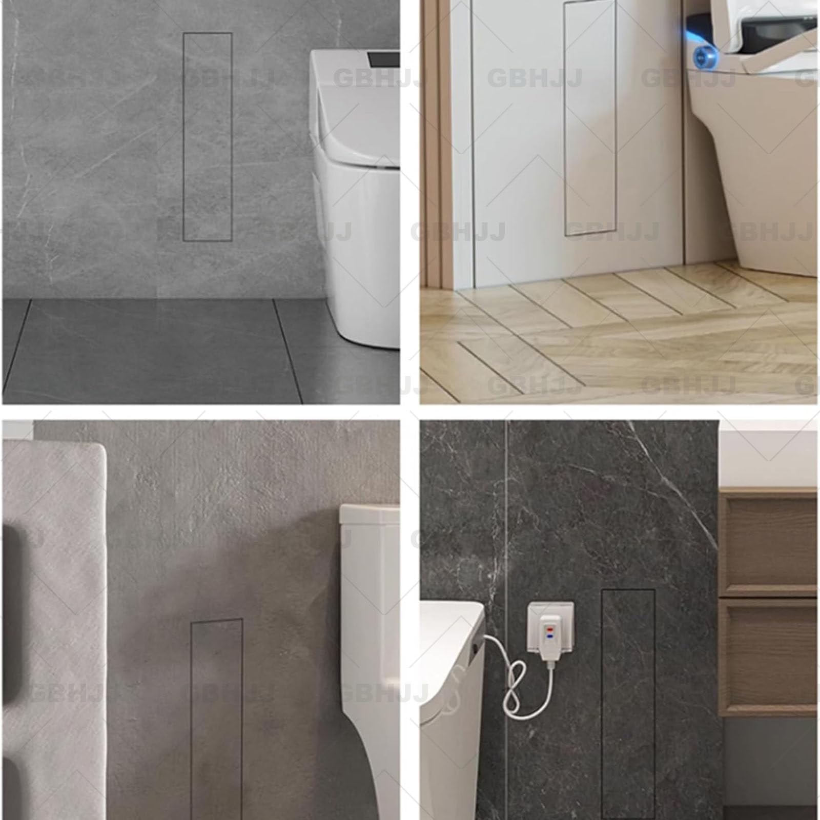 Portascopino da incasso con chiusura elastica, design salvaspazio per ristrutturazione bagno e hotel