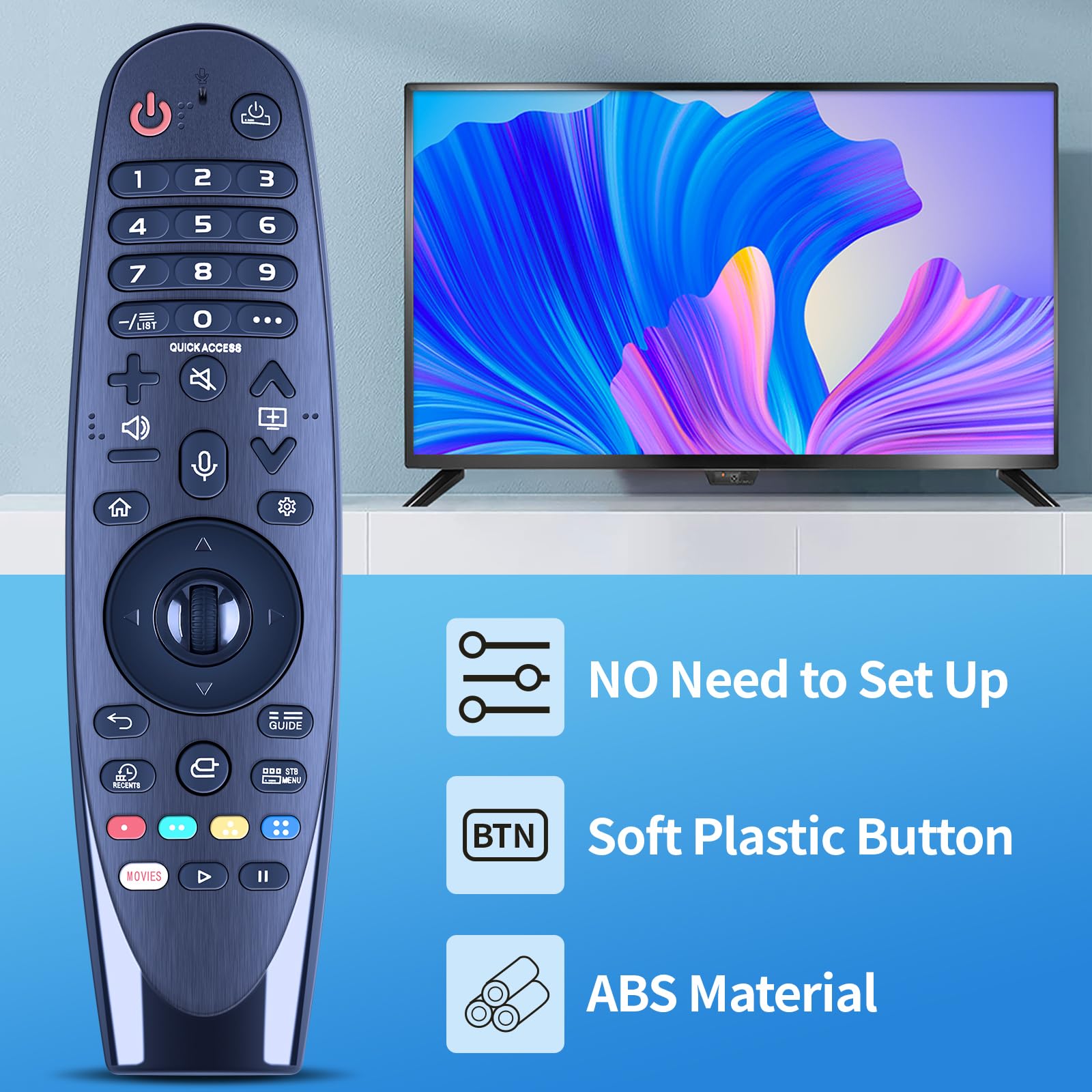 AN-MR19BA Replacement Remote Control for LG ULTRA HD 4K TV 75UM7110PLB 70UM7100PLA 65UM7100PLA 60UM7100PLB 55UM7100PLB 49UM7100PLB 43UM7100PLB 65UM7400PLB 55UM7400PLB 49UM7400PLB(No Voice Function) - Image 3