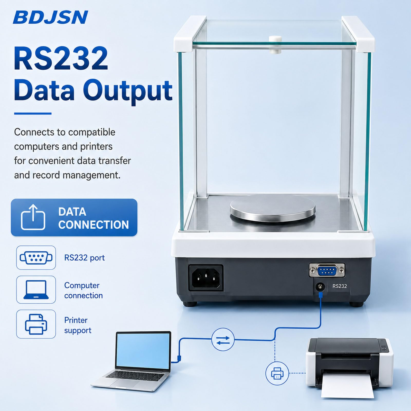 Balanza Analítica con Legibilidad 0,0001 G, Capacidad 100–220 G, Balanza De Laboratorio con Parabrisas De Vidrio De 3 Puertas, Pantalla LCD & Plato De Acero Inoxidable 100g