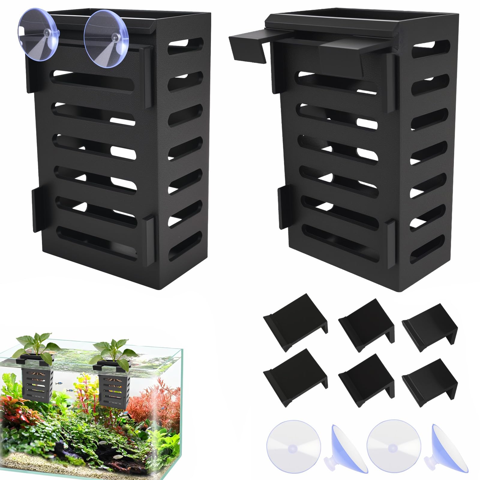 Befun 2PCS Aquarium Plant Holder with 12 Hooks and 4 Suction Cups for Fish Tank Aquarium Planter and Aquascape Decorations