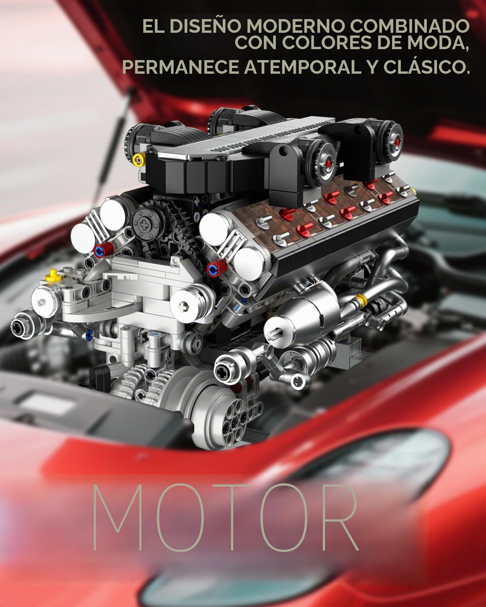 Set de Construcción de Motor V12 Power Functions para Adultos y Jóvenes 14+, 1409 Piezas Modelo de Ingeniería Mecánica Motorizado Que Funciona, Motor Moc con Caja de Batería y Motor