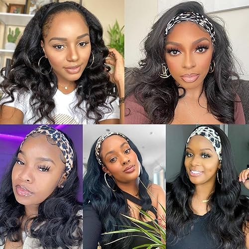 Miniatura 9 de Peluca de cabello humano brasileño ondulado con diadema, pelucas de cabello humano sin pegamento, pelucas con diadema para mujeres negras, pelucas