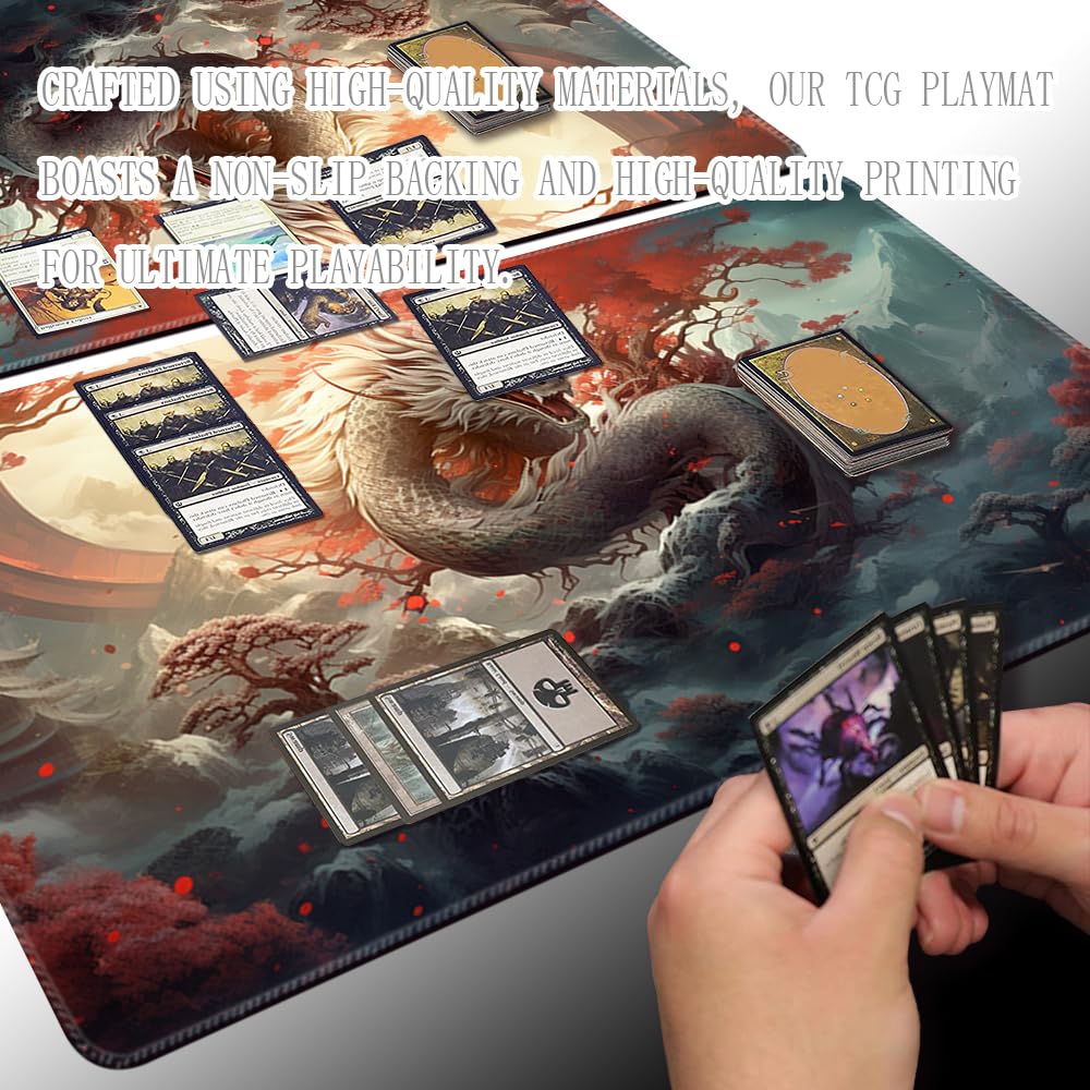 MTG mata do zabawy rozmiar 61 x 35 cm darmowe torby do przechowywania, antypoślizgowy nadruk, idealny dla entuzjastów gier karcianych TCG mata do zabawy (legendarny, nie ze strefą)