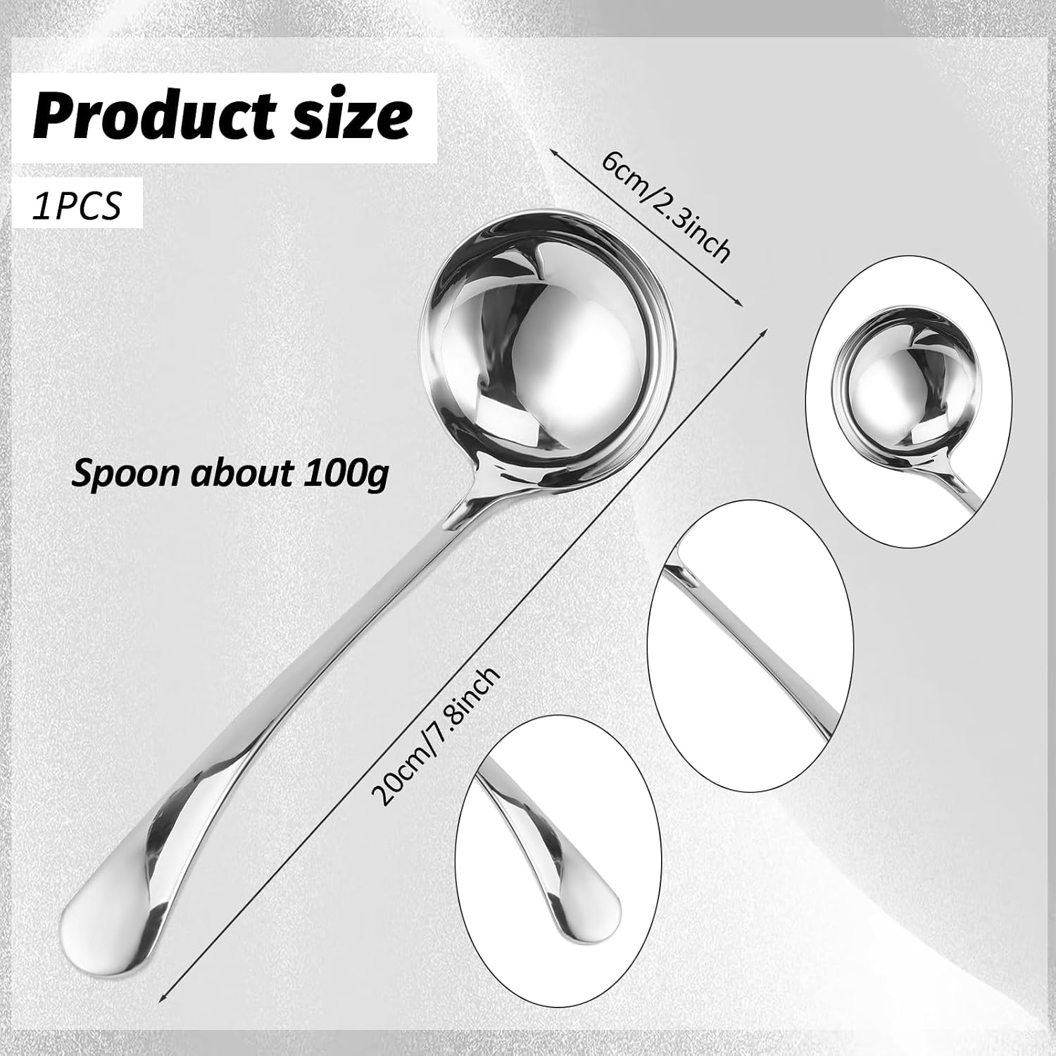 Gravy Ladle 7.9'' Stainless Steel Silver Small Ladle Sauce Soup Ladles Mirror Polished Kitchen Utensil for Spooning Gravy Sauce Soup