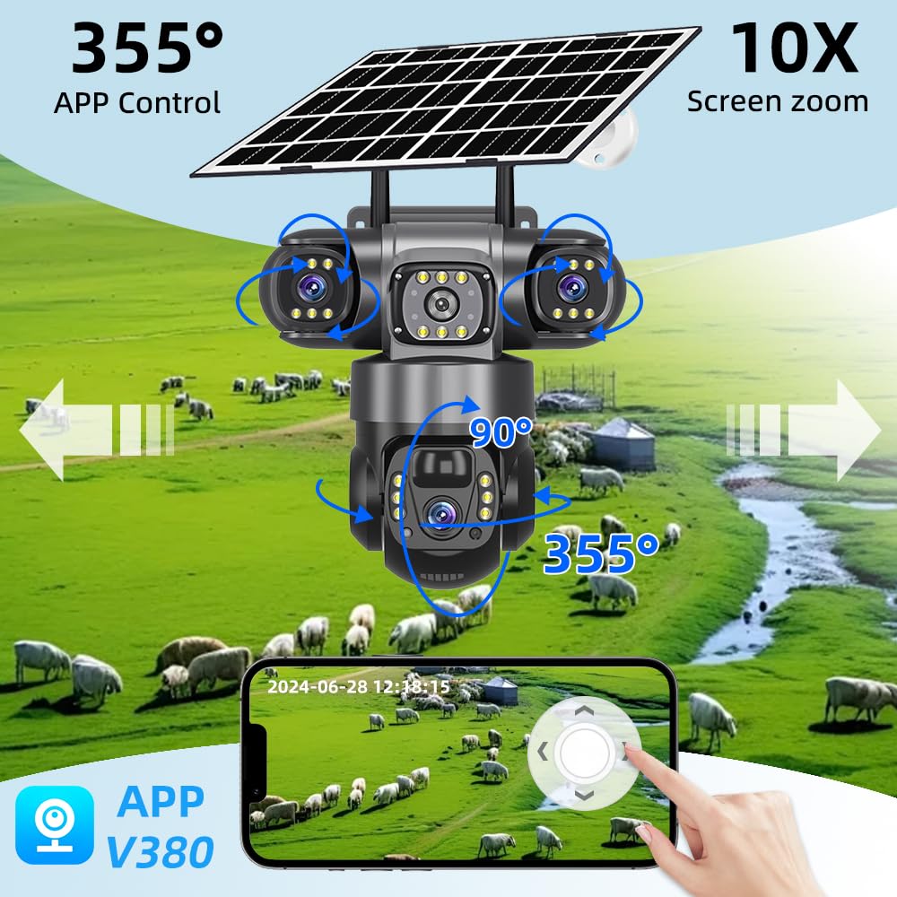 Amazon.com: V380 Pro Solar Power Camera 4G Sim Card Triple Lens