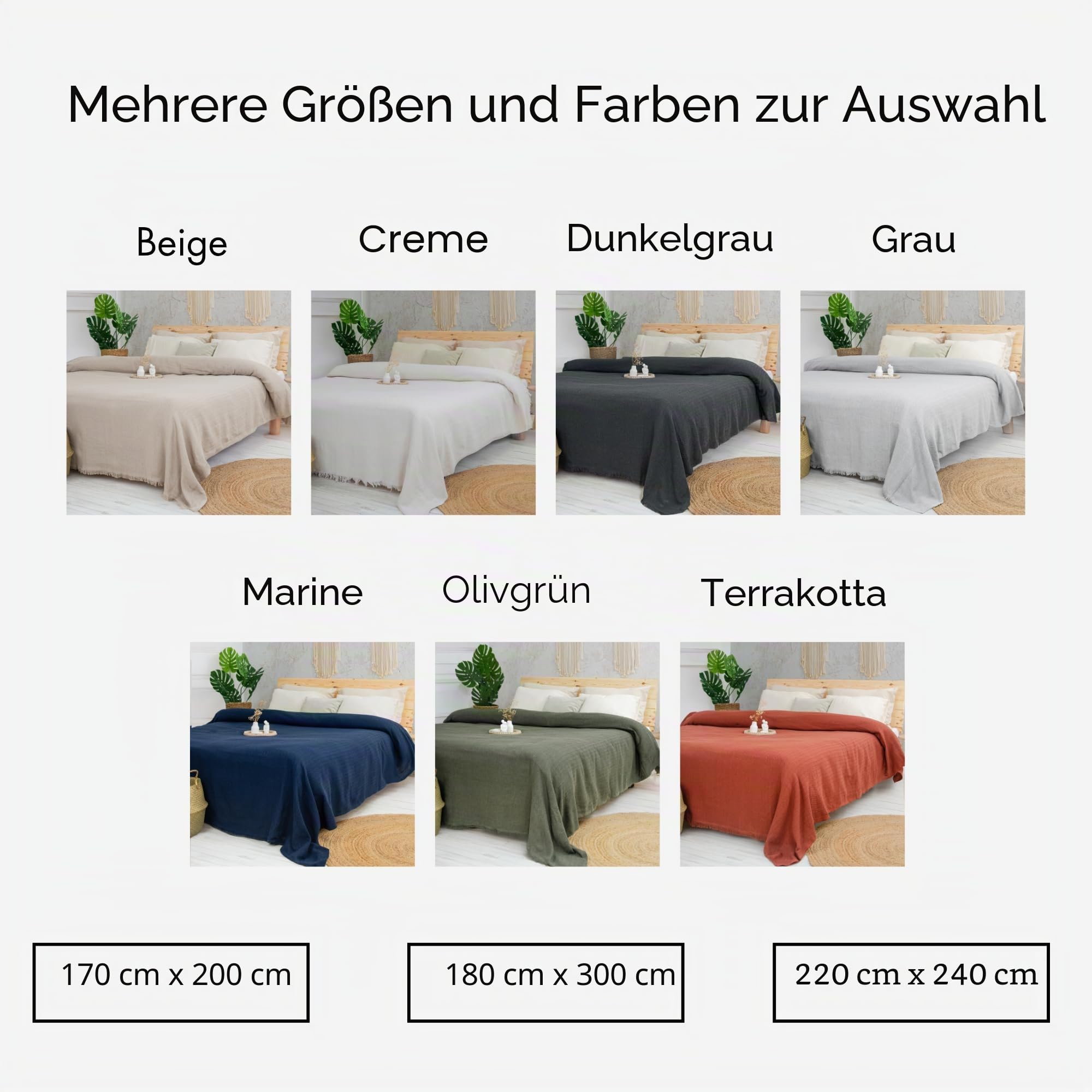 Milam London King Size Tagesdecke, Großer Baumwoll Sofa Überwurf