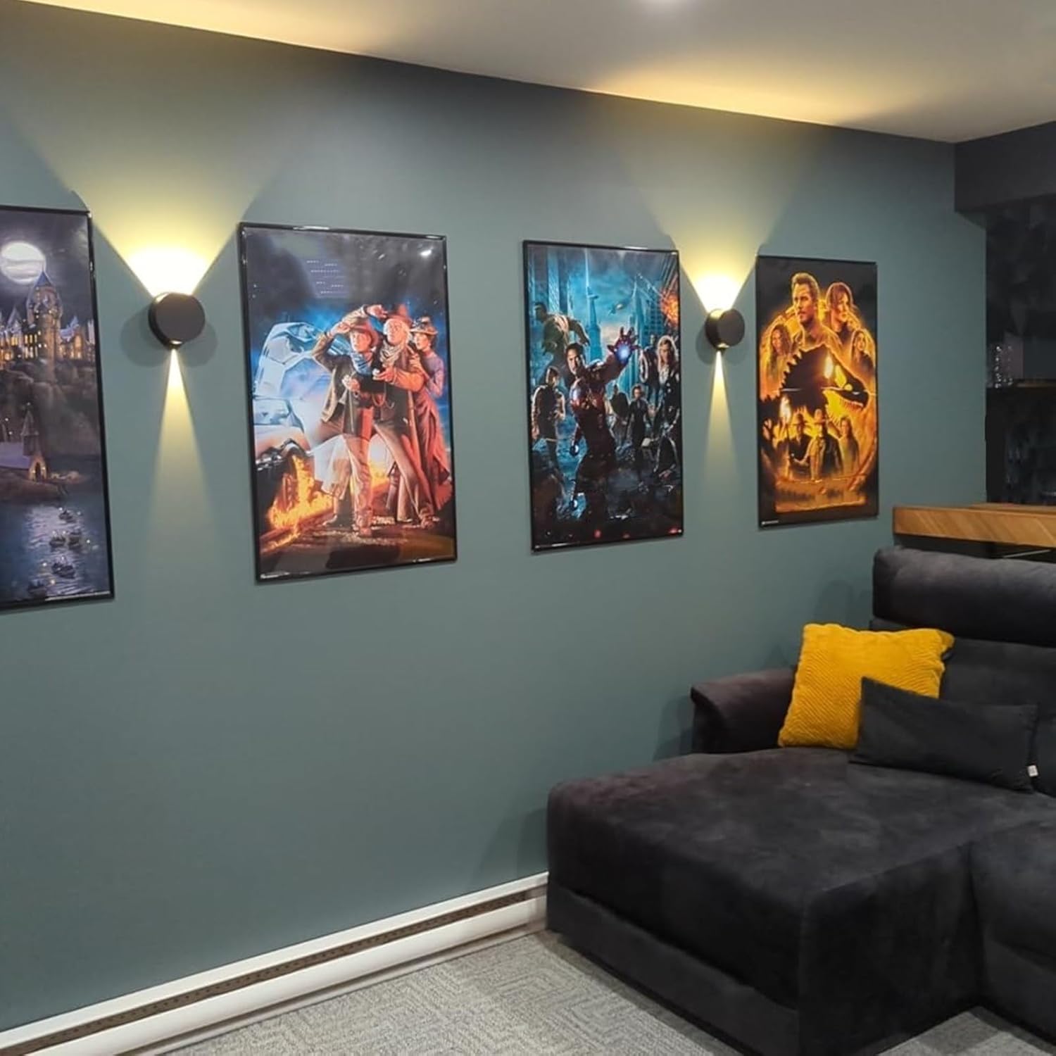 Tubicen Small Wall Sconce Lights Beam-Adjustable Dimmable Movie Theater Décor Sconce Lighting Hardwired Indoor Round Black Accent Wall Lights Up and Down for Living Room Bedroom Hallway Stairway 6W