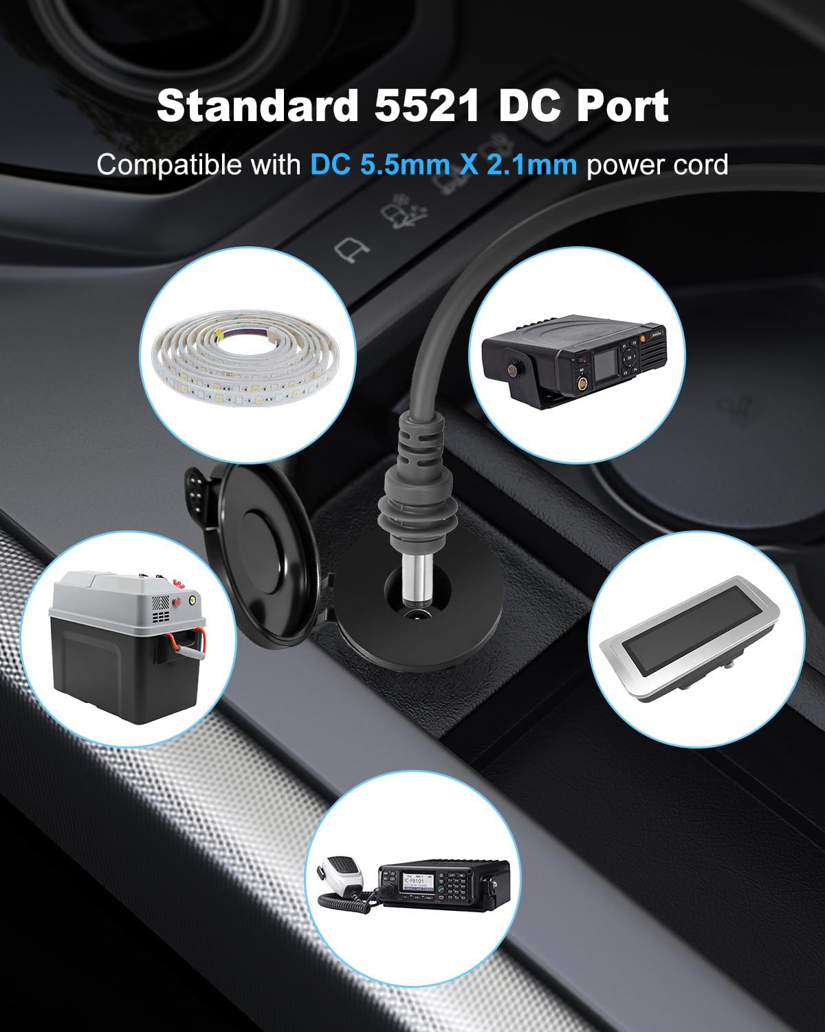 Starlink Mini DC Boost Adapter, 12V/24V to 30V 3.5A Power Adapter with Waterproof Cover and Female Plug, RV 5521 DC Port Panel Mount, Embedded Installation for RV, Camper, Boat, Dashboard