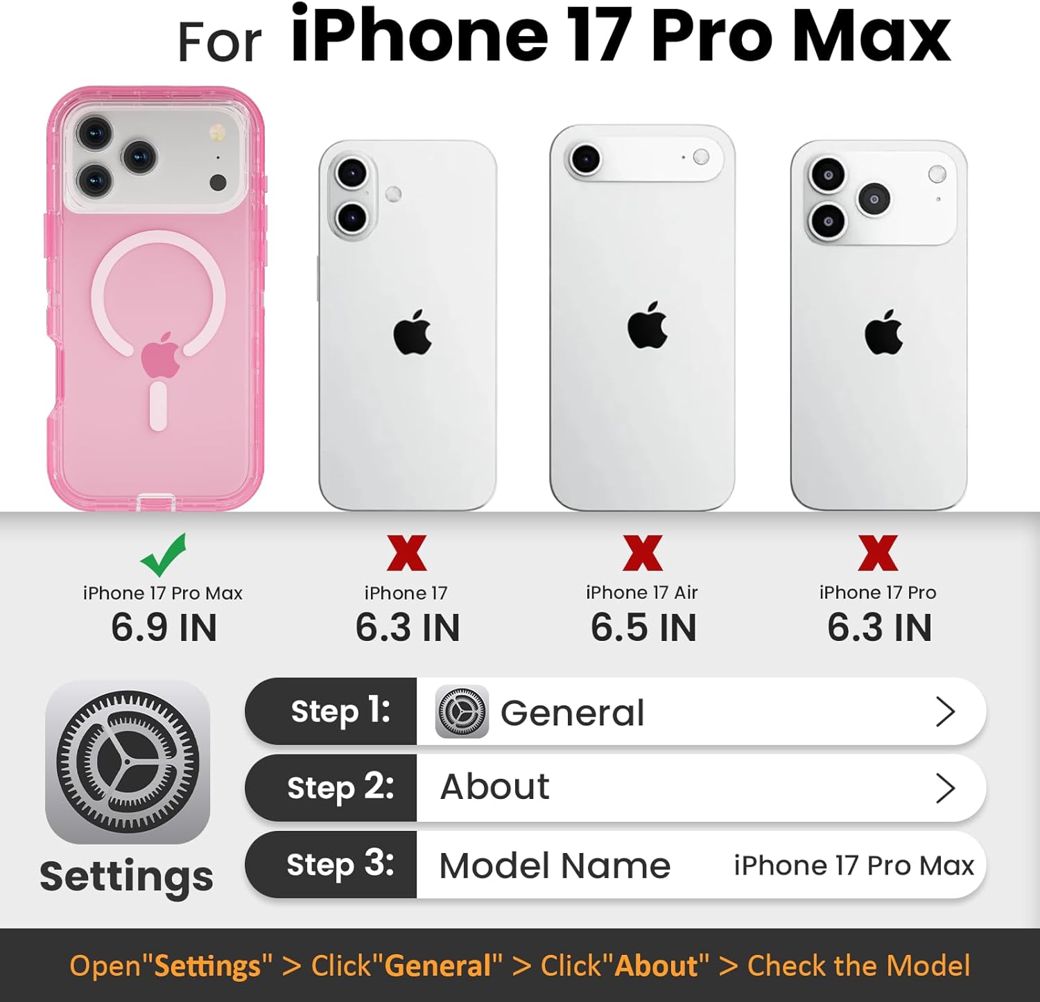 for iPhone 17 Pro Max Case, Compatible with MagSafe, Dual Layer Transparent Magnetic Phone Case, Heavy Duty Anti-Drop Shockproof Protection Phone Cases for iPhone 17 Pro Max, 6.9 inch, Pink - Image 2