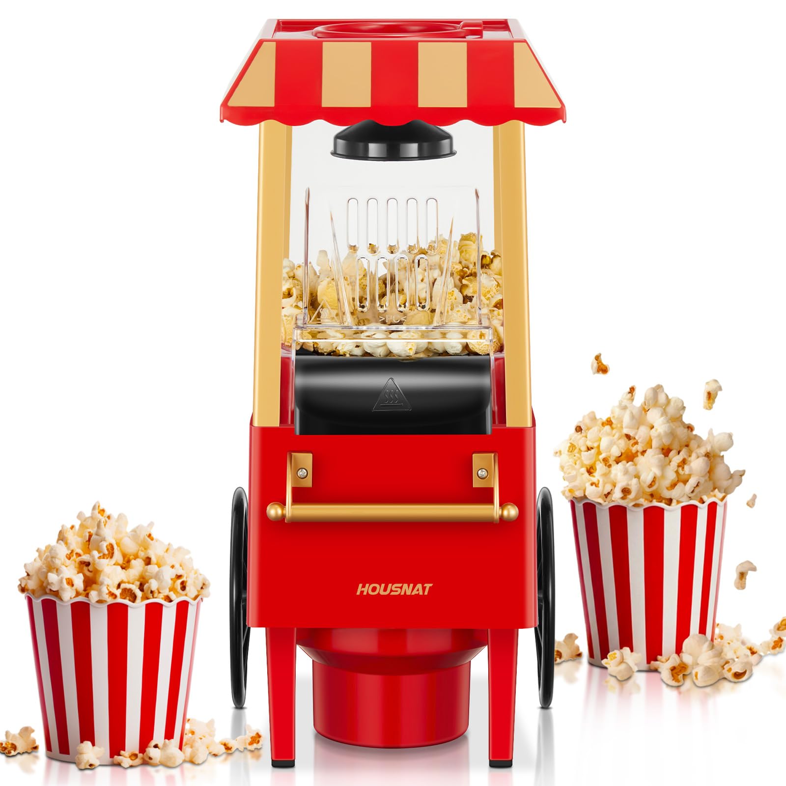 3,5L Popcornmaschine, HOUSNAT 1200W Heißluft Popcorn Maschine, Fettarme Ölfreie Popcorn Snack, Popcorn in 3 Minuten Genießen – Ideal für Zuhause und Feiern