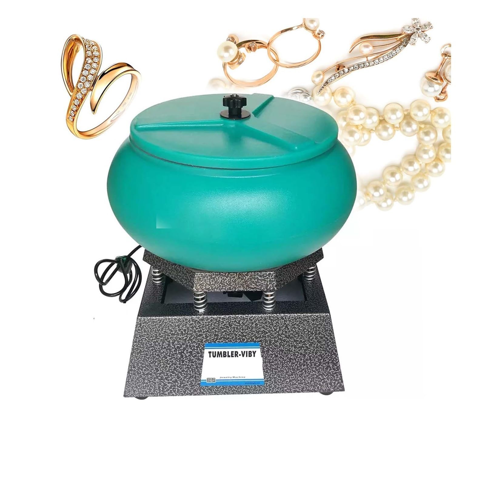 Pulidora de joyas Pulidora vibratoria extragrande premium de 12 pulgadas: pulidora en seco y húmedo for acabado de joyas de metal y perlas.