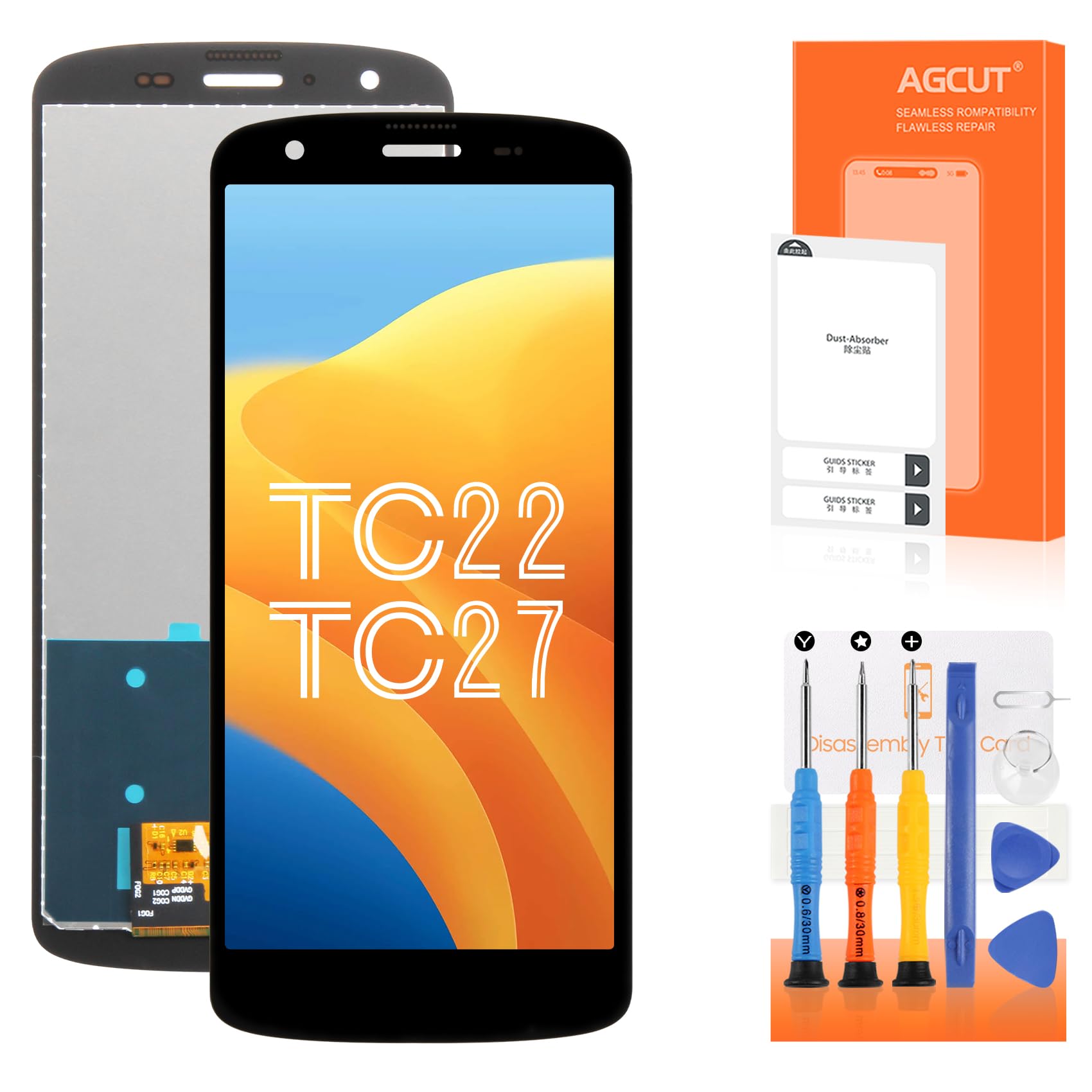 AGCUT LCD Écran pour Zebra TC22 / TC27 Écran de Rechange LCD Display pour Zebra TC22 / TC27 Ecran Replacement Digitizer Touchscreen Tactile Montage Complet avec Réparation Kit