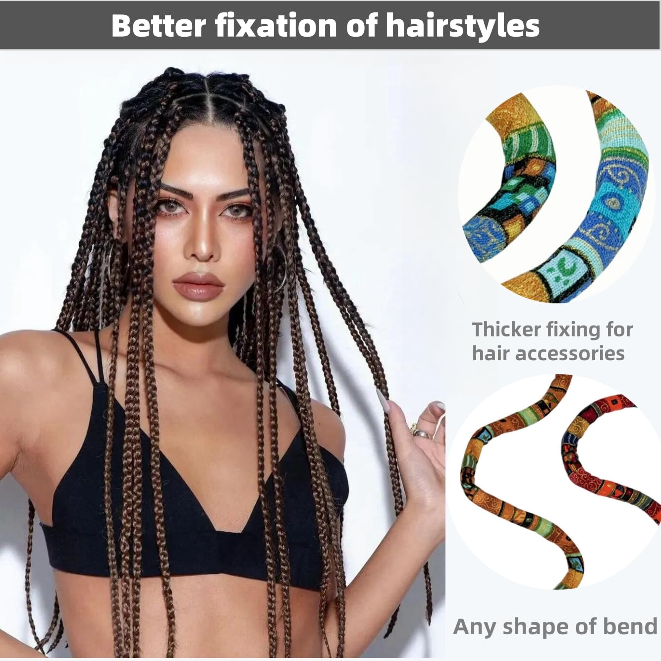 Hair Ties Iron Wire Spiral Lock Thick Curly Women Men Flex Bendy Holders Bendable Wire Spiral Lock Hair Tie for Women Men, Colorful  main image 2