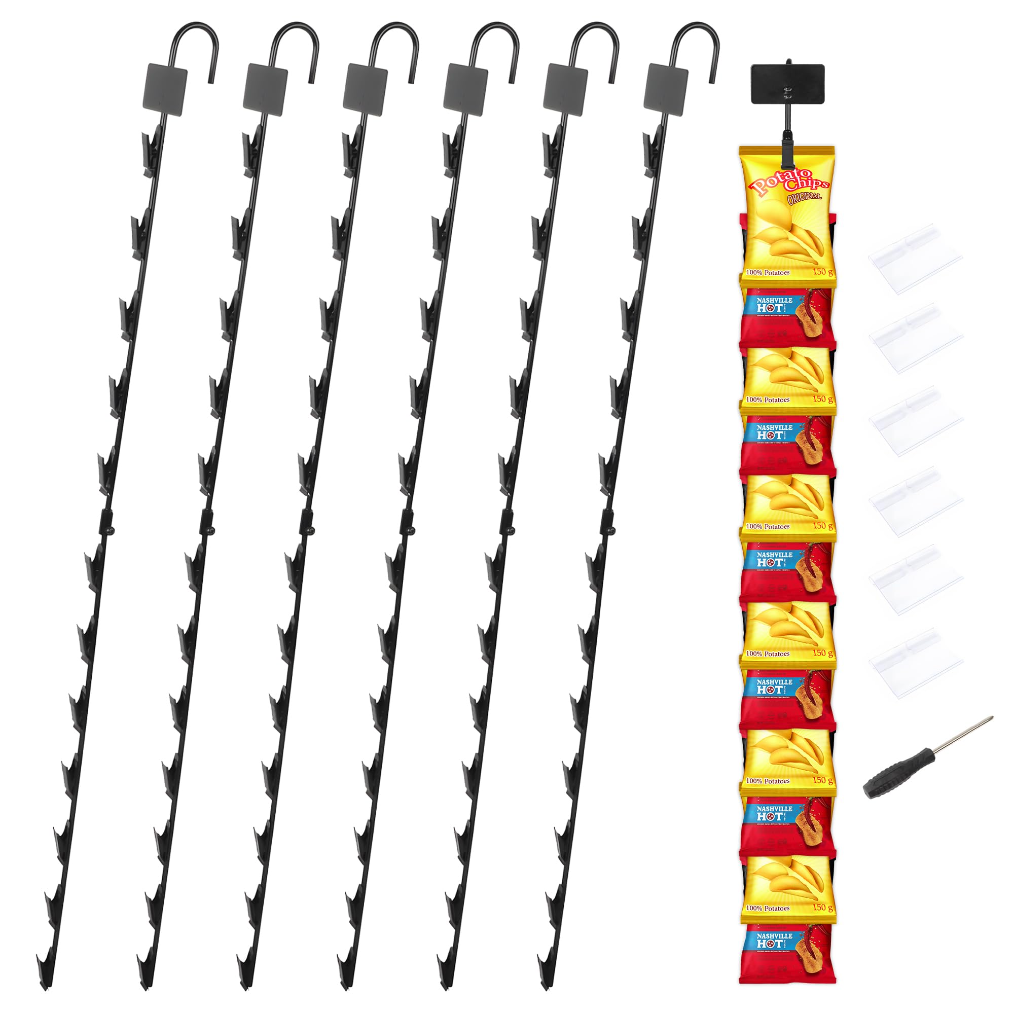 Ngdiluxury Hanging Merchadise Strips With Hooks,32 Inches Chip Display Rack Stand 72