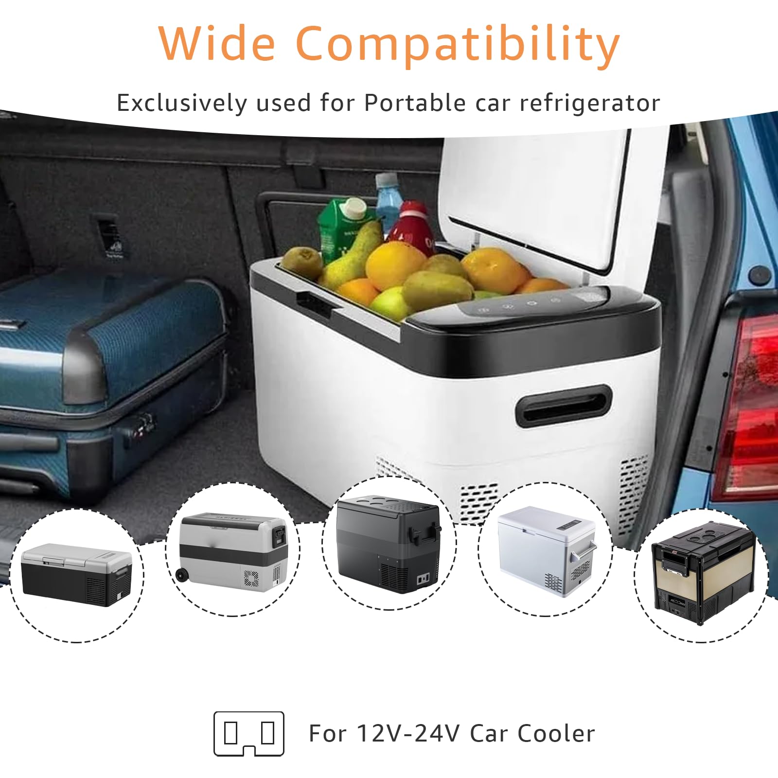Cordon d'alimentation 12 V CC pour réfrigérateur de Voiture Compatible avec Alpicool, Costway, ARB, ICECO, Setpower, Aspenora, JoyTutus Câble d'alimentation pour réfrigérateur Portable de