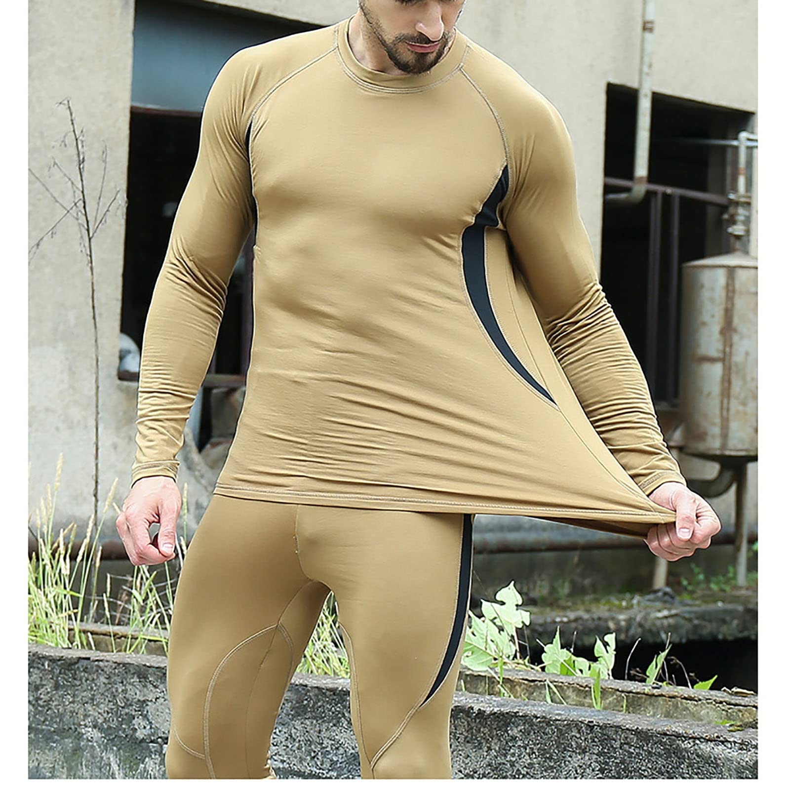 Set di biancheria intima termica in pile da uomo, funzione di assorbimento del sudore di asciugatura rapida invernale Top e leggings sportivi da uomo, per tuta di compressione dello strato base della