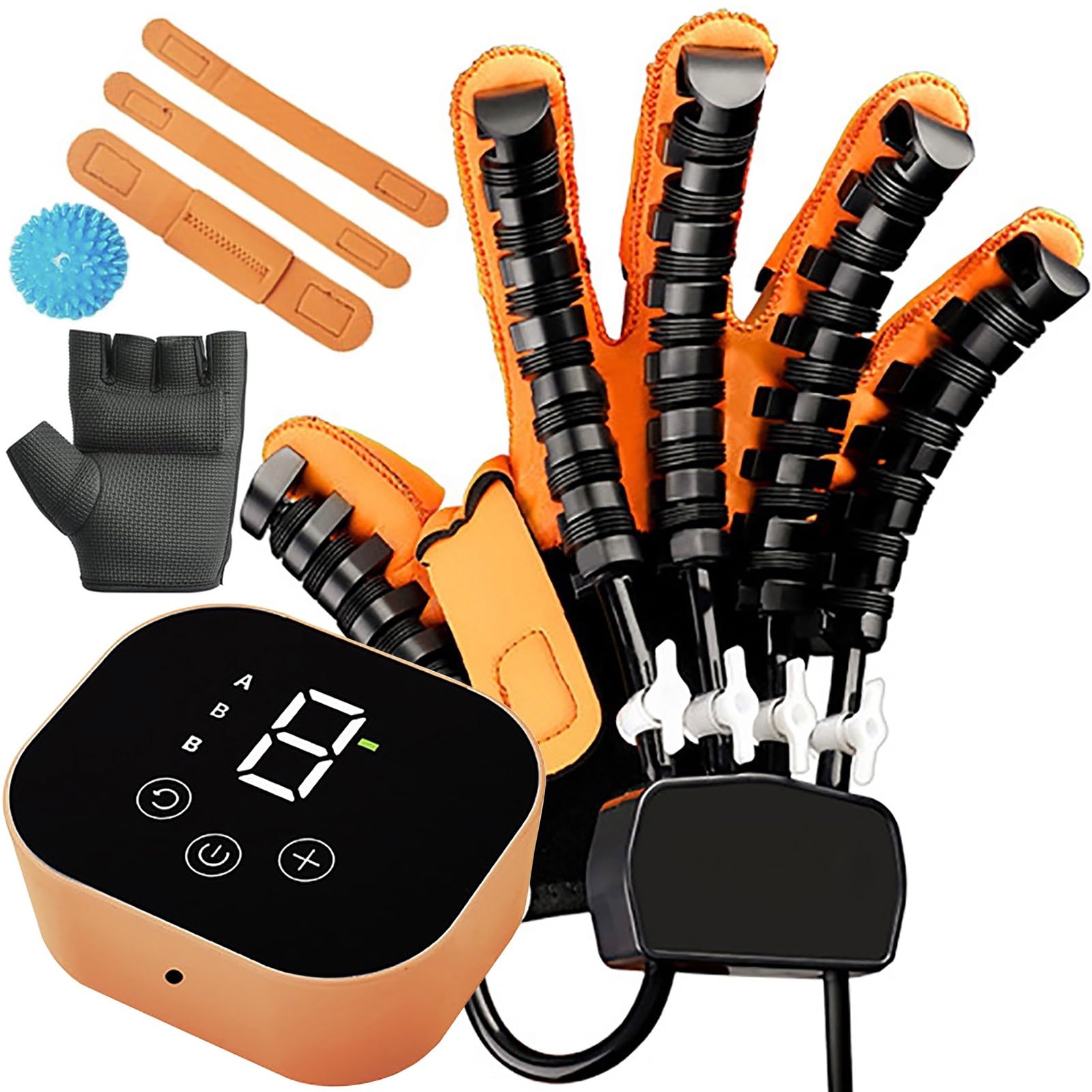 Rehabilitation Robot Gloves Hemiplegia Hand Stroke Recovery Equipment, Robot Hand Glove Finger Trainer with Strength Adjustment, Multiple Training Modes