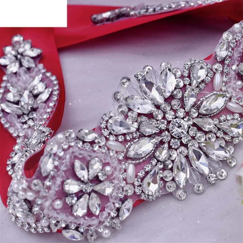 Cinturón de novia con apliques de diamantes de imitación para mujer, vestido formal de fiesta