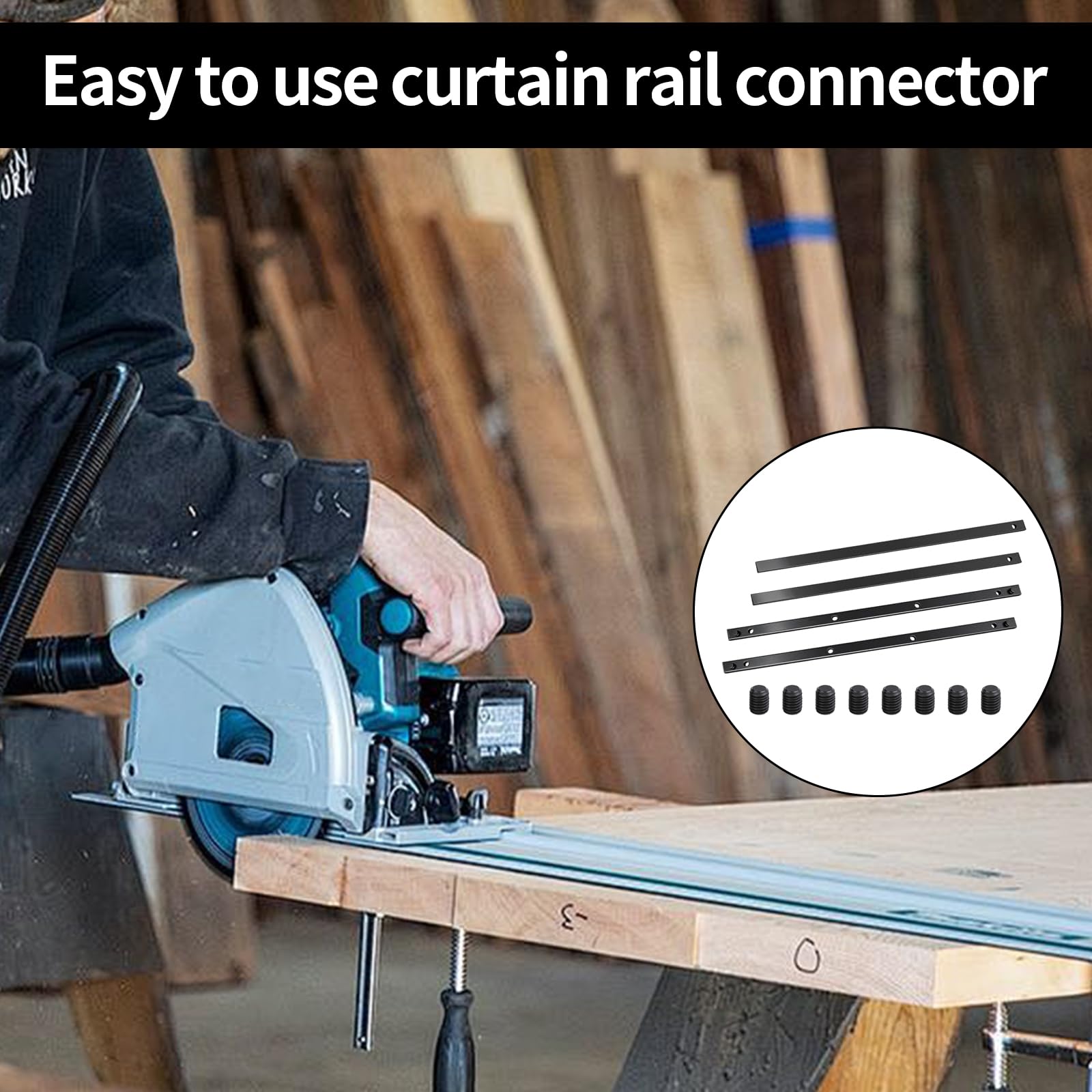 Rail de Guidage Pour Makita Kit, 4Pcs Guide Rail Compatible Pour P-45777 | Connecteurs de Rail de Guidage Scie Circulaire pour Festool und Makita pour Rail Droit Rail Coudé Rail Carré à Rideaux