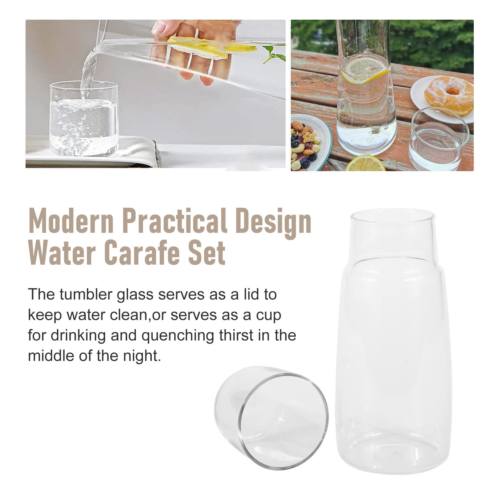 Carafe à eau de chevet avec gobelet, carafe avec tasse en verre pour Carafe à eau de chevet avec gobelet, carafe avec tasse en verre pour
