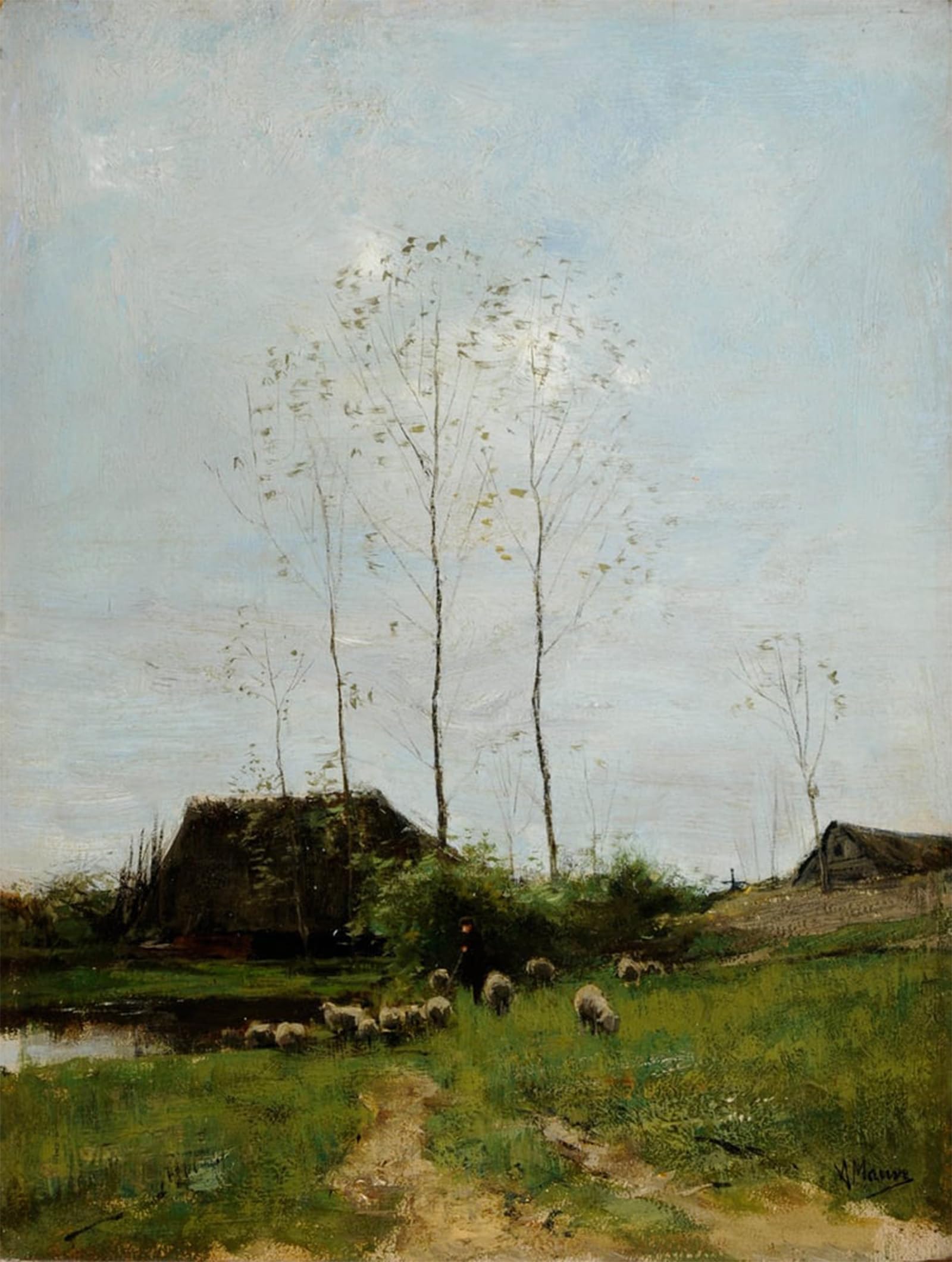 ARTXLXXBN Famous Prints Artwork Pictures Poster Painting Art Landscape with Shepherd and Sheep by Anton Mauve Artwork Landscape Pictures for Home Decor 60x90cm
