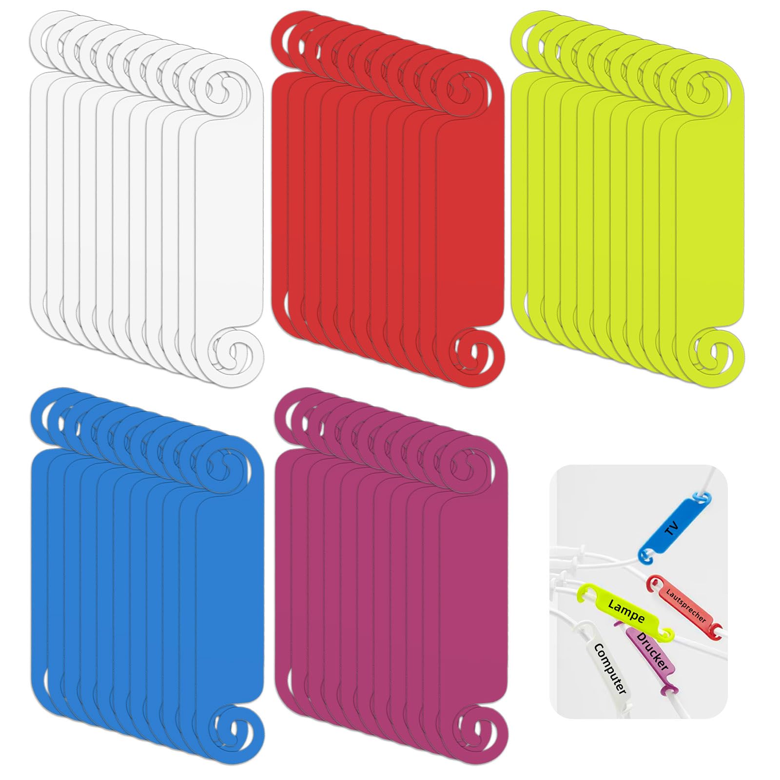 Kabelbinder Mit Beschriftungsfeld – 40 Stück, 8 Farben, Wiederverwendbar, Für Kabelmanagement