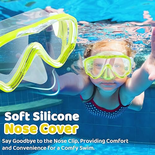 Miniatura 3 de Vvinca Gafas de buceo para niños, máscara de buceo, gafas de natación con cubierta de nariz y correas para niños y jóvenes de 6 a 14 años