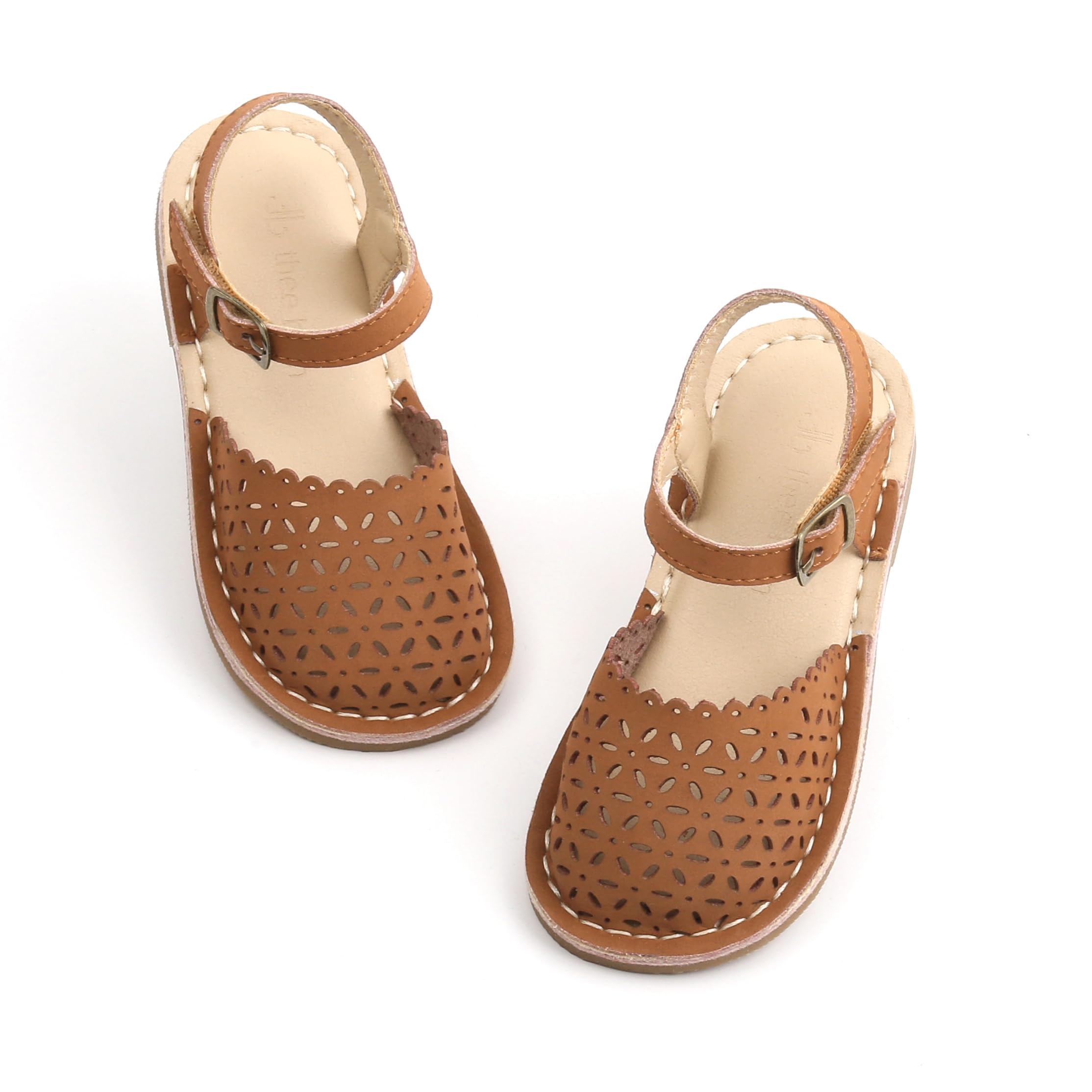 THEE BRON Toddler Girls Espadrilles Sandals Hollow Out Rustic Dress Shoes