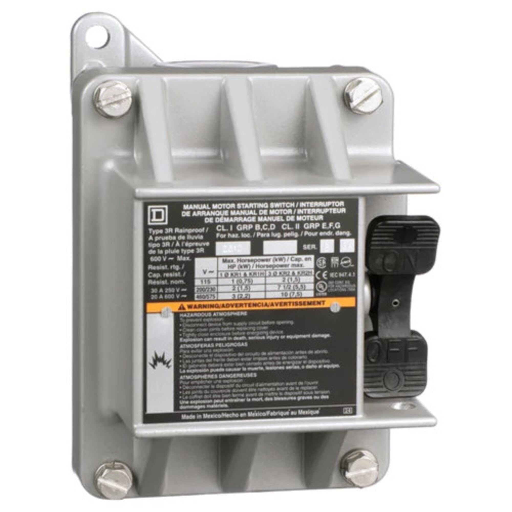 SCHNEIDER ELECTRIC 2510KR1 600-Vac Manual Switch Kplus Options