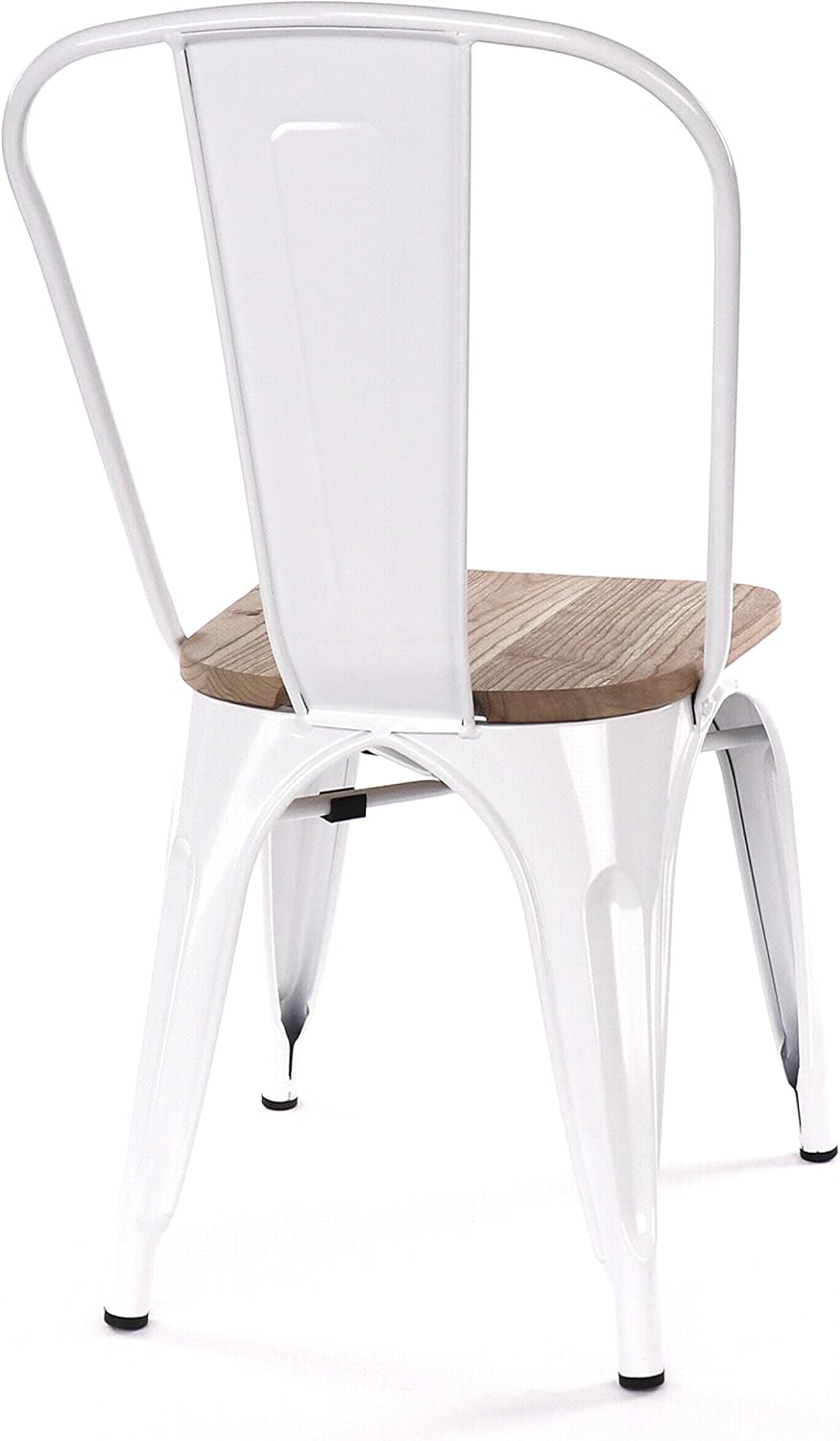 Stackable Dining Chairs, Set of 4, White Light Wood