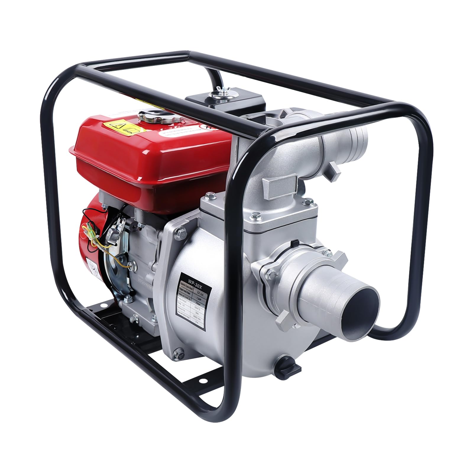 Pompe à eau à essence 7,5 CV - Pompe à eau sale avec moteur 4 temps - Pompe de jardin pour légumes, pelouse, irrigation du jardin