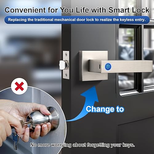 Miniatura 7 de KNOBWELL Cerradura de puerta inteligente de huellas dactilares con control de aplicación, cerradura de puerta inteligente, perilla de puerta