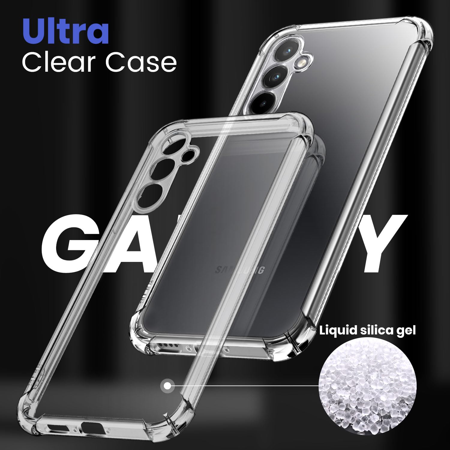 New&Teck Cover per Samsung Galaxy A55 5G + 2 vetro temperato protezione schermo, custodia in silicone TPU morbido, antiurto con angoli rinforzati, protezione chiara.