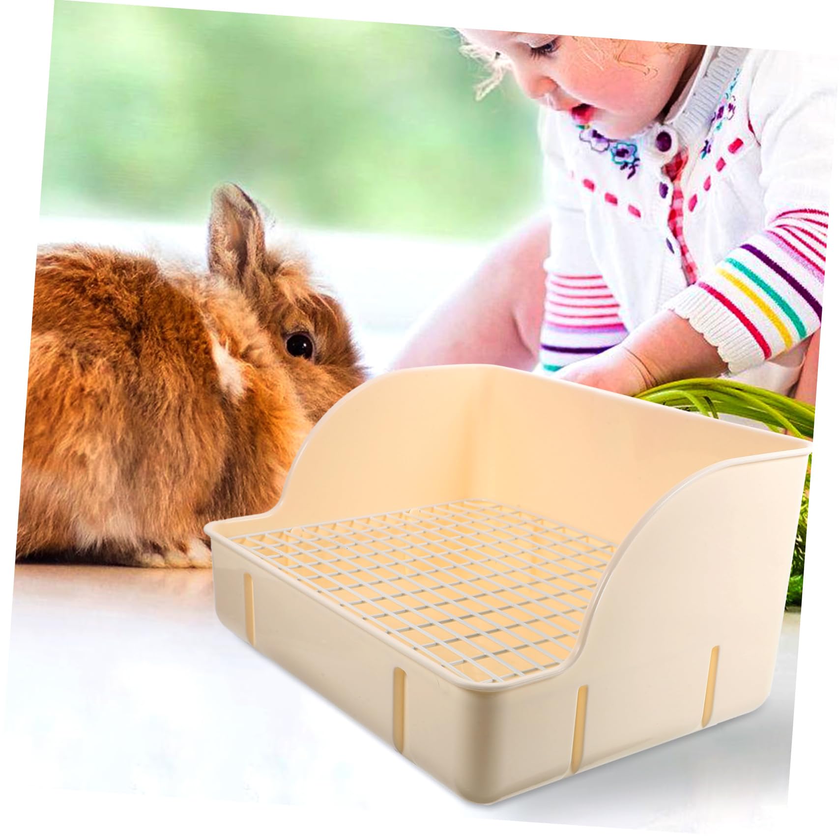 DOITOOL Vassoio per Lettiera per Conigli Addestramento Bunny Design Angolare Facile Base Antispruzzo