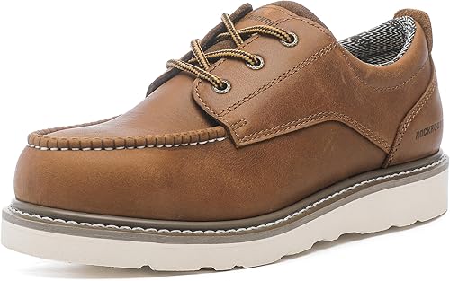 ROCKROOSTER Trinidad VAP2302 - Zapatos de trabajo de cuero marrón con puntera suave de 4 pulgadas para hombre, botas de trabajo ligeras con cuña disponible en Yaxa Costa Rica