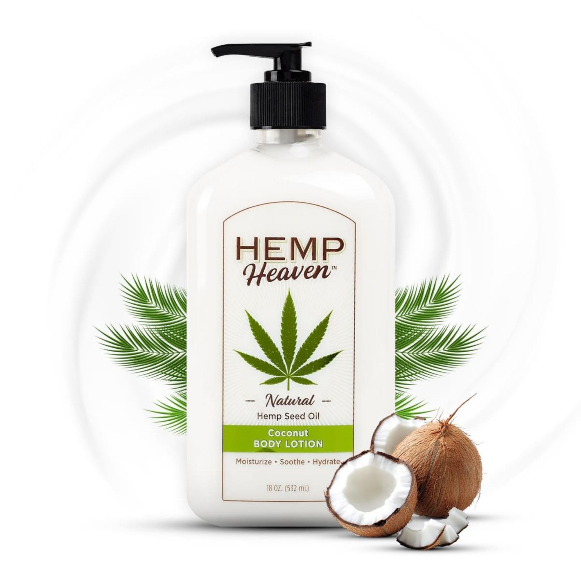 Hemp Heaven Hemp Lotion - Lotion Coconut Bliss Scent - Natural Hemp Seed Oil, Paraben-Free, 18 oz, Made in USA, Nourishing for Men & Women, EWG