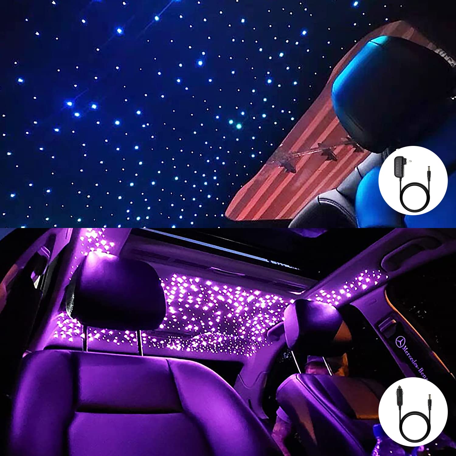 Zestaw oświetlenia sufitowego LED 10 W, Twinkle APP/pilot zdalnego sterowania, 300 szt. x 0,1 cm x 3,0 m, sterownik silnika aktywowanego muzyką RGBW + kable światłowodowe, dekoracja do sypialni salonu dachu samochodu