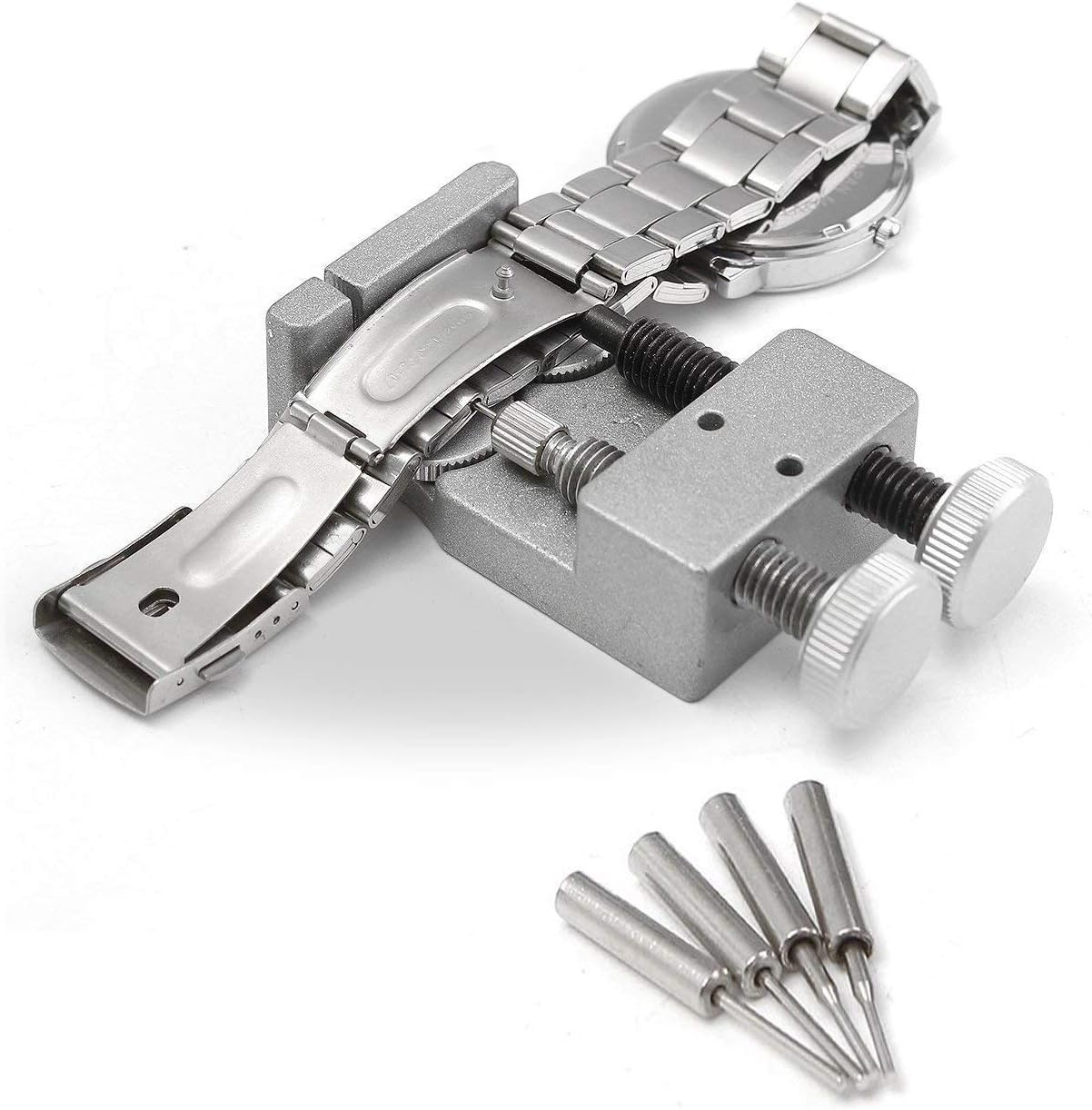 Metal Watch Band Strap Link Pin Remover Remove Repair Tool Kit for Watchmakers with 4 Extra Pins
