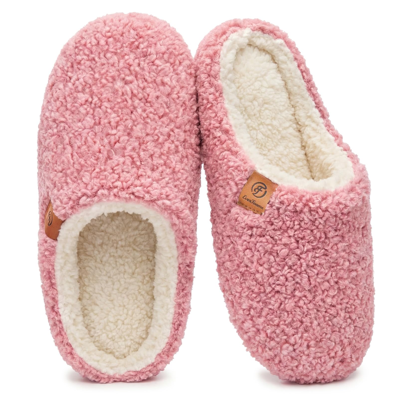 Women's Mule Slippers Comfy Warm Shearling Lightweight Breathable Memory Foam Anti-Slip House Shoes
