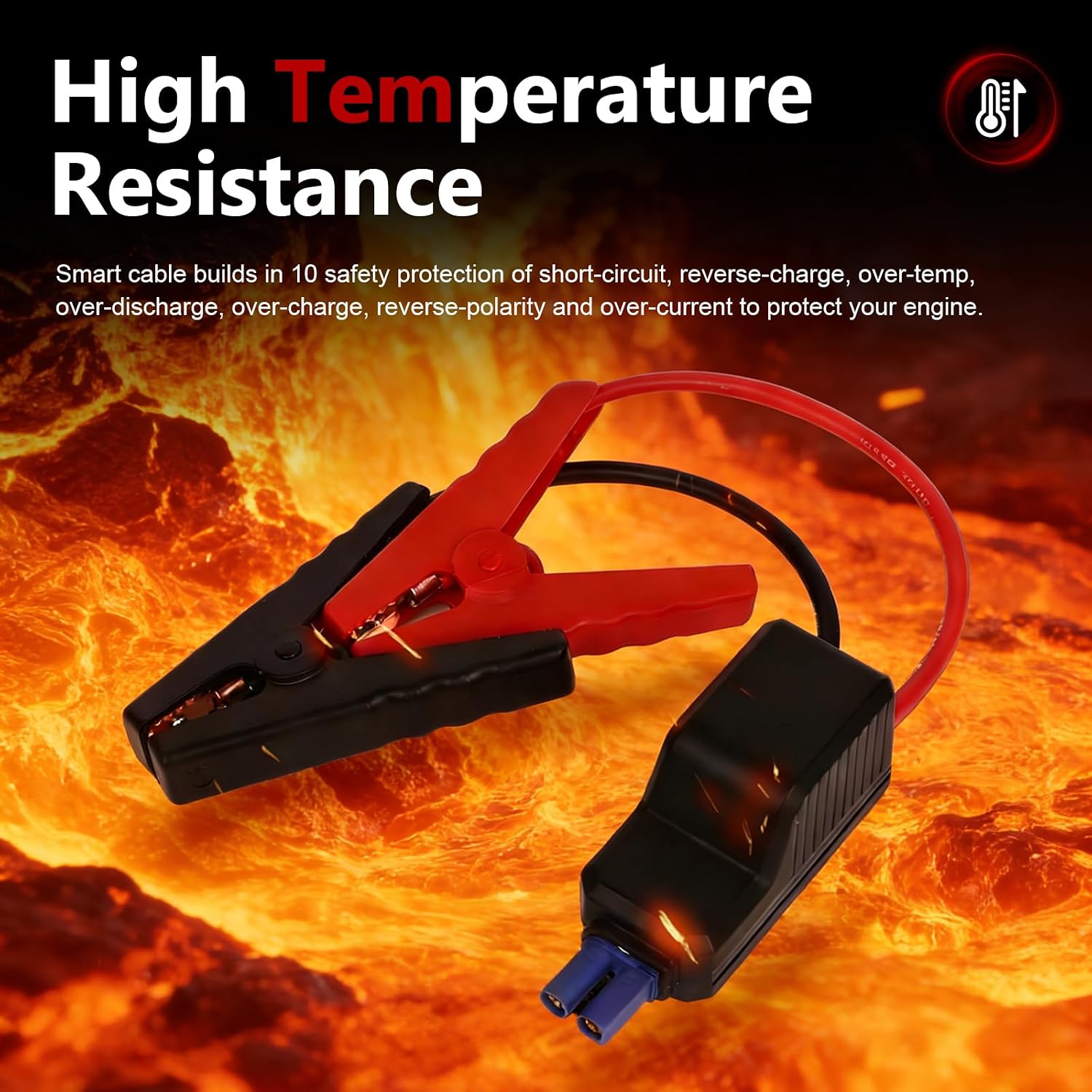 EC5 Jump Starter Replacement Cable, 10AWG Pure Copper Heavy Duty Jumper Cable with Battery Clamps, 12V Anti-Short Circuit Alligator Clips, Universal for Car SUV Truck RV (Red & Black)