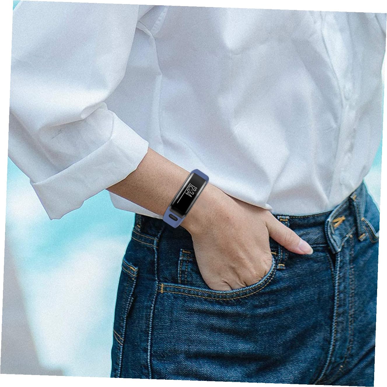 FRCOLOR Silikon Uhrenarmband Ersatzarmband mit Schnellverschluss für Fitness Tracker Flexibles Hautverträgliches Sport Smartwatch Armband in Mitternachtsblau