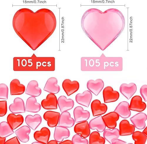 Miniatura 8 de TUPARKA 210 piezas de corazones acrílicos rojos acrílicos adornos para decoración de mesarellenos de jarróndecoración del hogar en el día de San